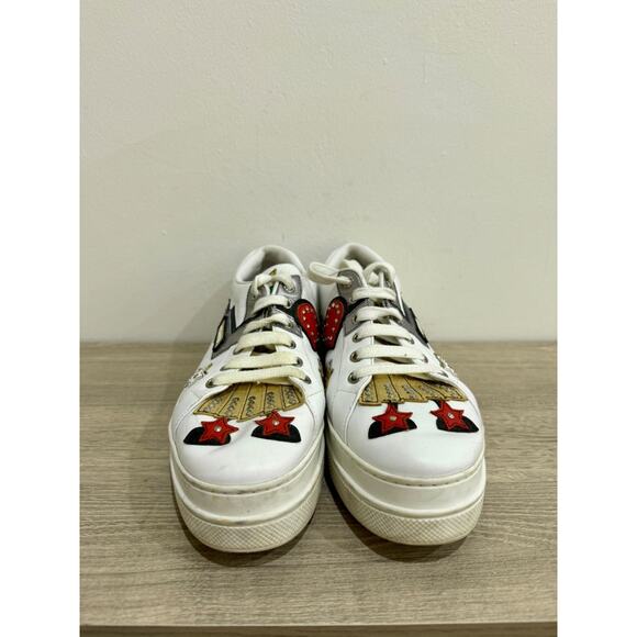 Prada Leather Robot Queen Patchwork Low Top Platform Sneaker White Women's EU 39 - Picture 3 of 7